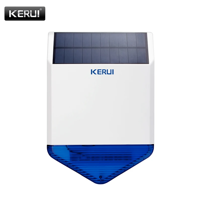 KERUI Wireless 433mhz Outdoor Strobe Solar Powered Siren LED Flashing Response Sound 110 dB Waterproof Siren for Alarm System