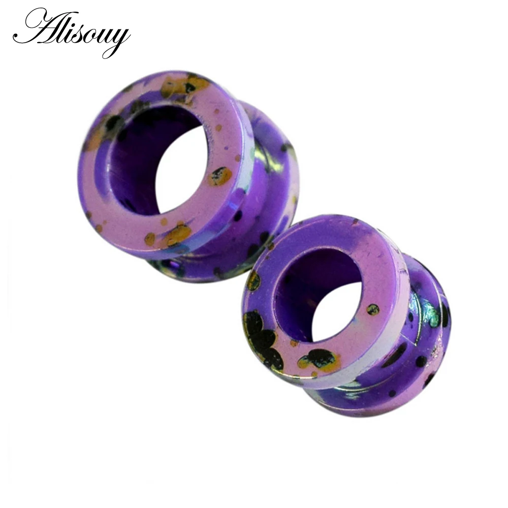 Alisouy 1 Pair Ear expander Body Piercings Acrylic Screw Back Flesh Tunnel Ear Plug Stretcher 2-12 mm printing ear studs plugs