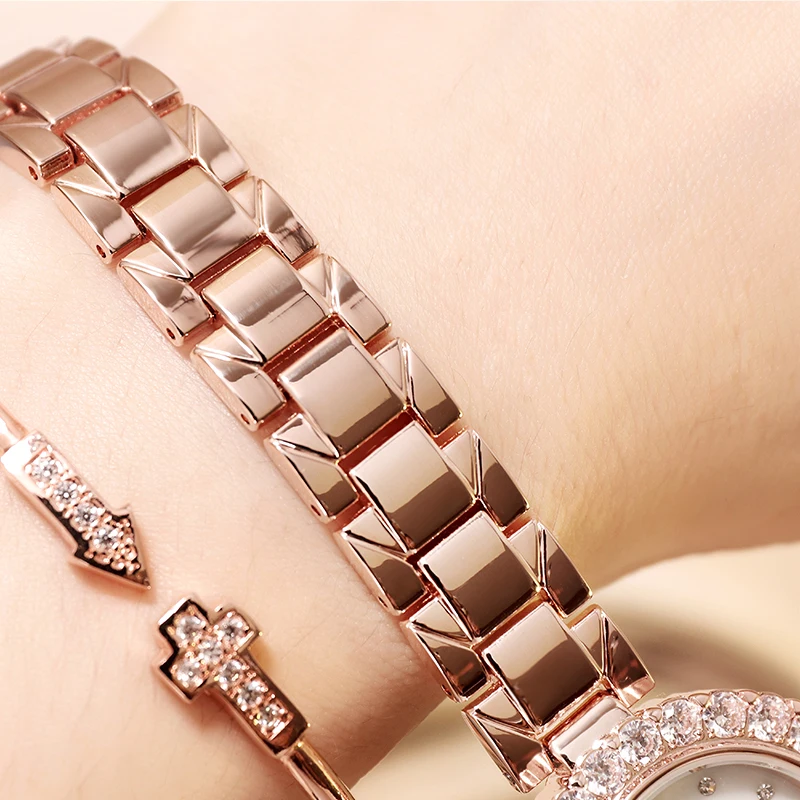 GEDI di Lusso Del Quarzo Strass Manopola Rotonda Orologi Da Polso Delle Signore 2019 delle Nuove Donne Della Vigilanza Rosegold Donne Orologio Top di Marca reloj mujer