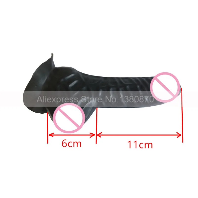 Latex Black Penis Sheath Fetish Rubber Condom (Can DIY in Catsuit or Used by Itself)  S-LA107