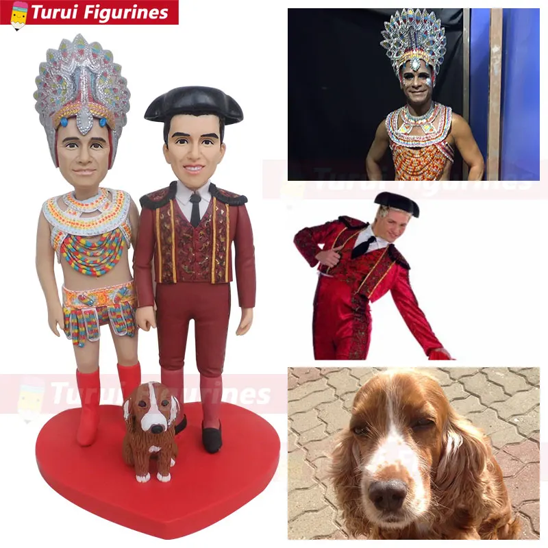 Statuette design for Indians and hounds figurines custom clothing Indian tribal traditional costume figurine miniatures sculptur