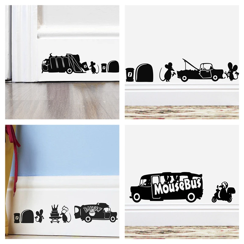 3d Mouse Hole Pattern Wall Stickers Kitchen Bedroom Door Wall Corner Baseboard Decoration Diy Home Decals Animal Vinyl Mural Art