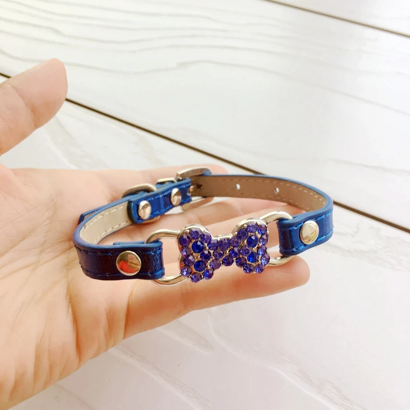 Bling Bone Pet Dog Collar with Rhinestone For Puppies Small Animals Cat Little Breeds Chihuahua Yorkshire Accessories Products