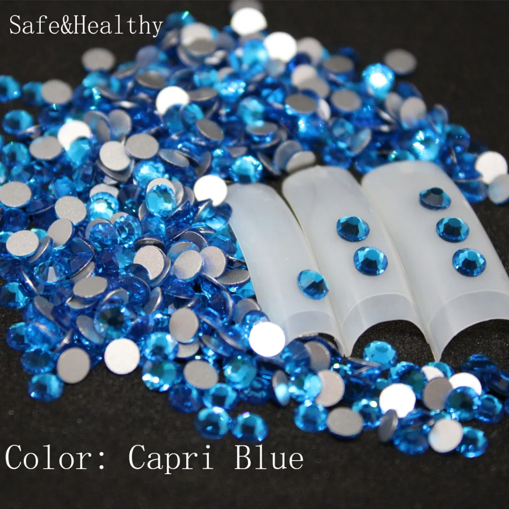 1440 pcs/Pack SS6-SS8 Capri Blue Nail Art Decorations Rhinestones For 3d Charm Glass Flatback Non Hotfix DIY Nails Decorations