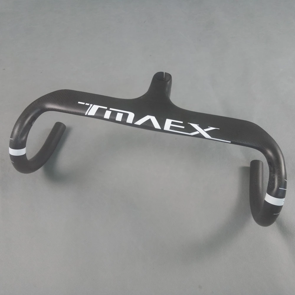 TMAEX-Full Carbon Fiber Road Bicycle Handlebar, Integrated Bike Parts, 28.6mm Fork, 3K, 340g