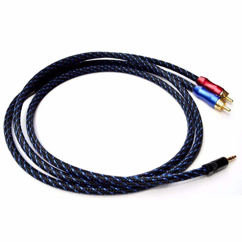 Cable adaptador de Audio Haldane macho a 2 RCA macho, 3,5mm, 5N 99.99% OFC, Cable de Audio de cobre