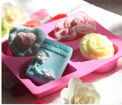 

Оптовая продажа, 4 отверстия, форма для мыла, силиконовая форма для торта, Шоколадное Мыло, пудинг, желе, ледяное печенье, форма для печенья