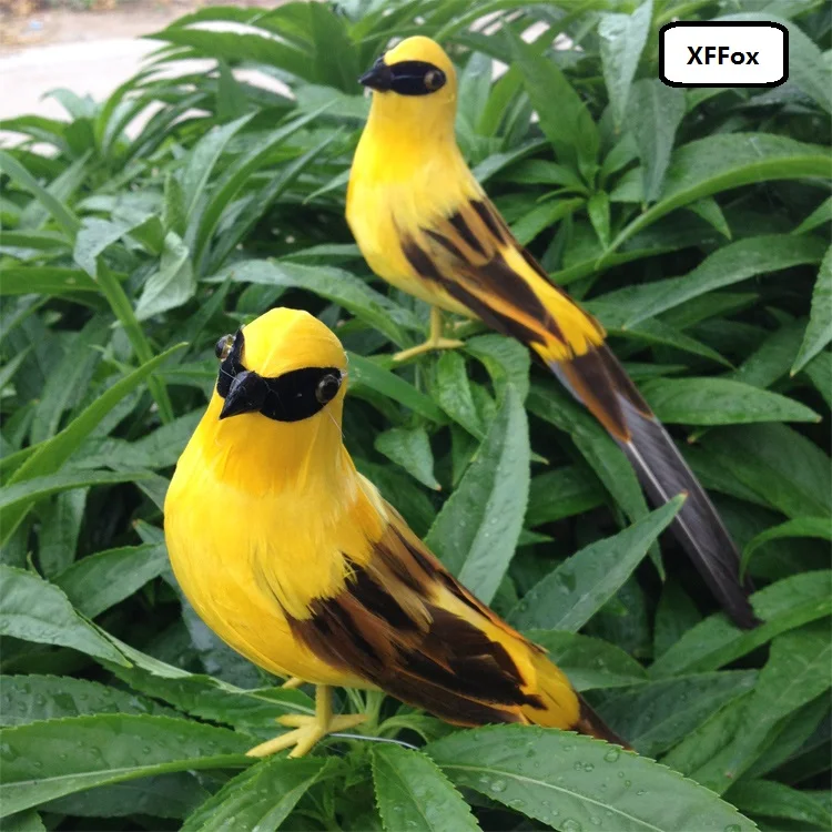 2 pieces a set cute simulation yellow bird model foam&furs Oriole bird gift about 22cm xf0408