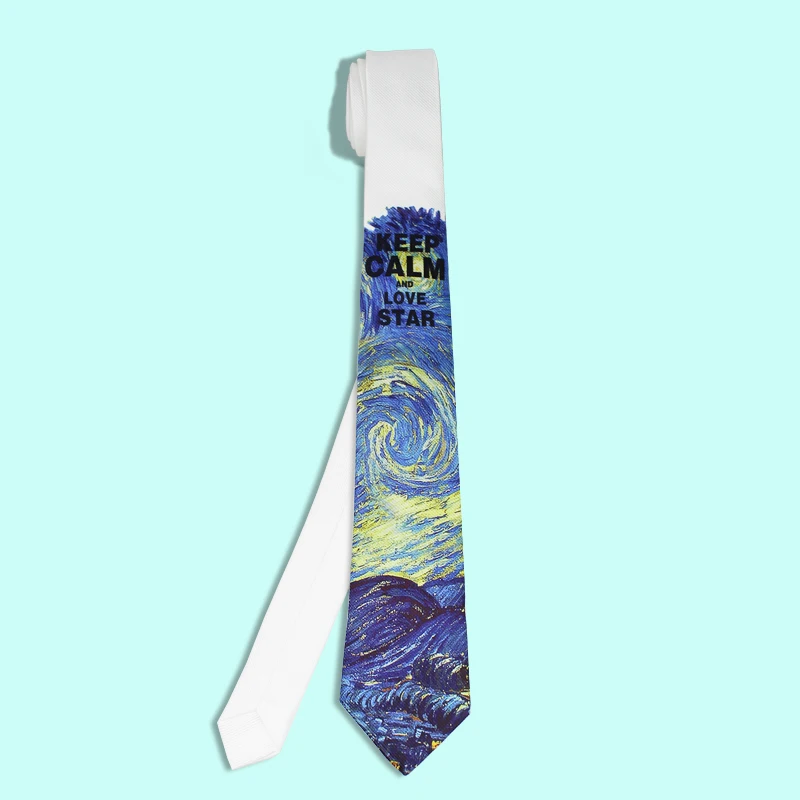 จัดส่งฟรีแฟชั่นCasualชายผู้หญิงเนคไทHeadwearเจ้าบ่าวHowtotie Van Gogh Starry Sky Tie Neckerchief Neckwear