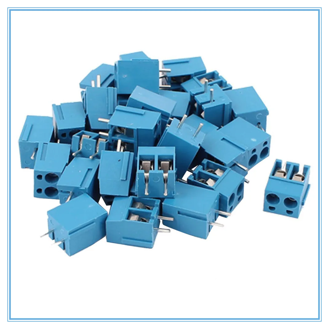 30Pcs 2 Way 2P PCB Mount Screw Terminal Block Connector 5.08mm Pitch Blue