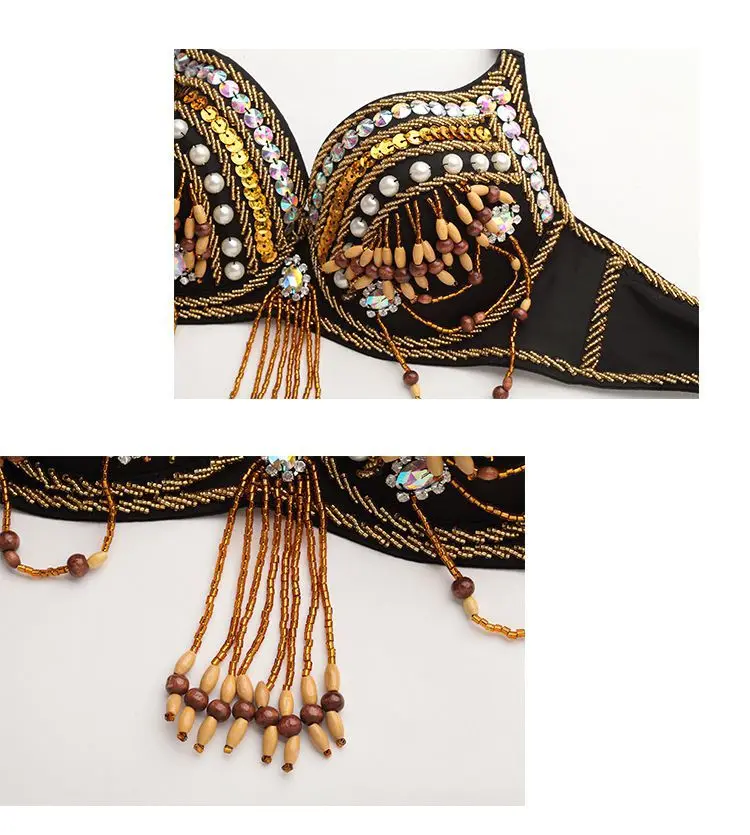 High Quality Handmade Belly Dance Tribal Costume For Women Belly Dancing Bra Belt Skirt Tribal Belly Dancing Performance Set