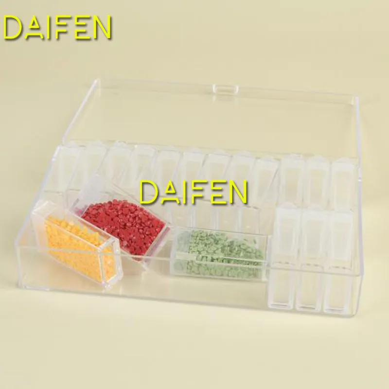 Daifen Diamond embroidery diamond painting tool! 64 grating, transparent plastic storage box,64 Raster jewelry Drill Storage box