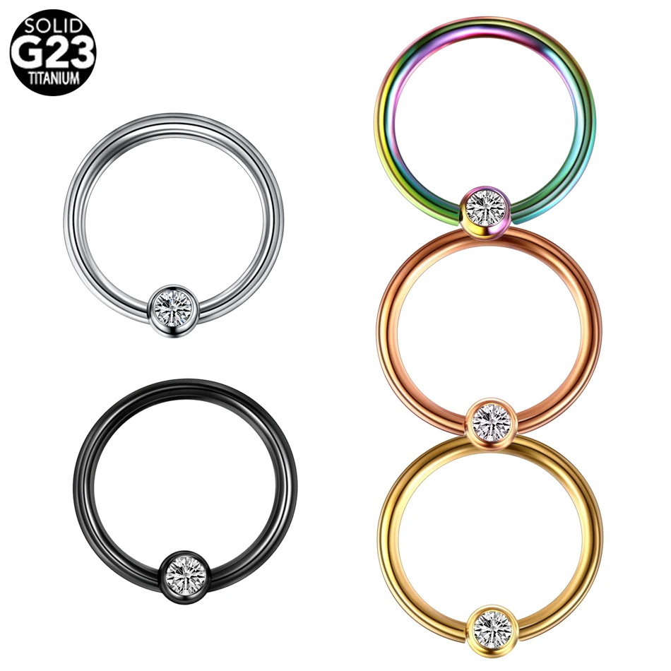 1PC G23 Titanium Captive Bead Ring Nose Septum Ring Ear Cartilage Helix Piercing Nostril Hoop Labret Lip Rings Piercing