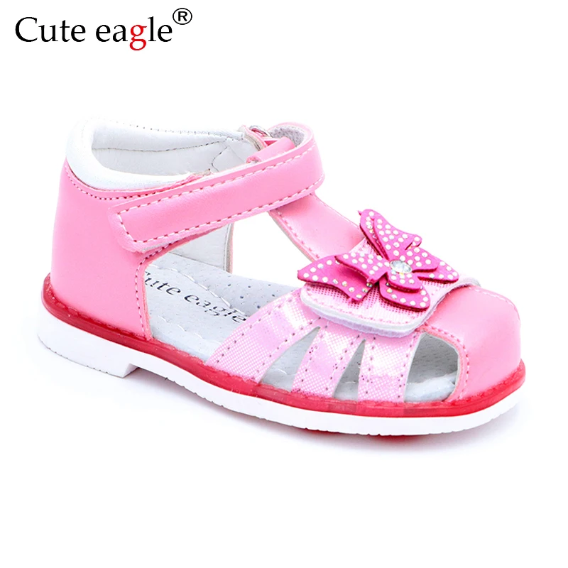 

Cute Eagle Summer Girls Orthopedic Sandals Pu Leather Toddler Kids Shoes for Girls Closed Toe Baby Flat Shoes Size 21-26 Newest