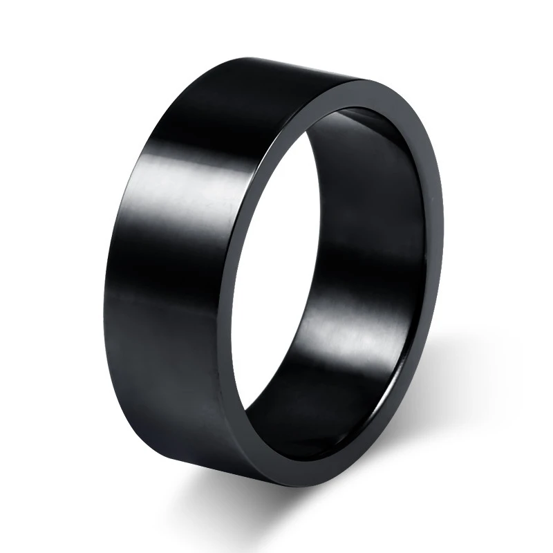 QianBei-Clássico Anel Amplo Chunky para Homens, Cor do Ouro, Cor Prata, Anel Masculino de Aço Inoxidável Preto, Jóias de Casamento Aliança, 8mm