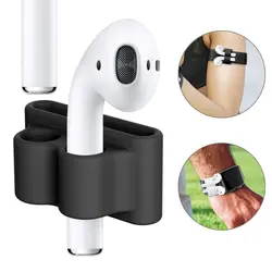 Soporte de silicona para AirPods Apple, funda con soporte para auriculares inalámbricos, compatible con Apple watch, Clip de gancho deportivo antipérdida