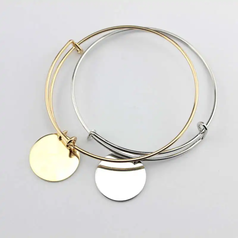 Monogram Flat Disc Charm Bangle Adjustable Bracelets