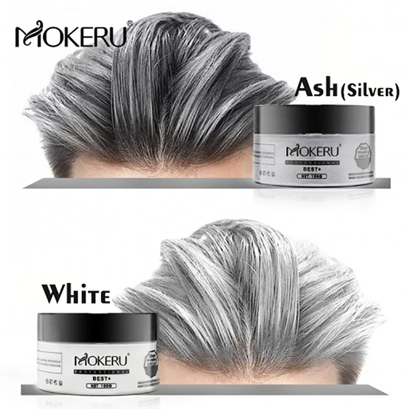 Mokeru Unisex Washable Strong Hold Hair Styling Cream Wax Yellow Ash Gray Hair Dye Temporary Hair Color Cream For Men Woman