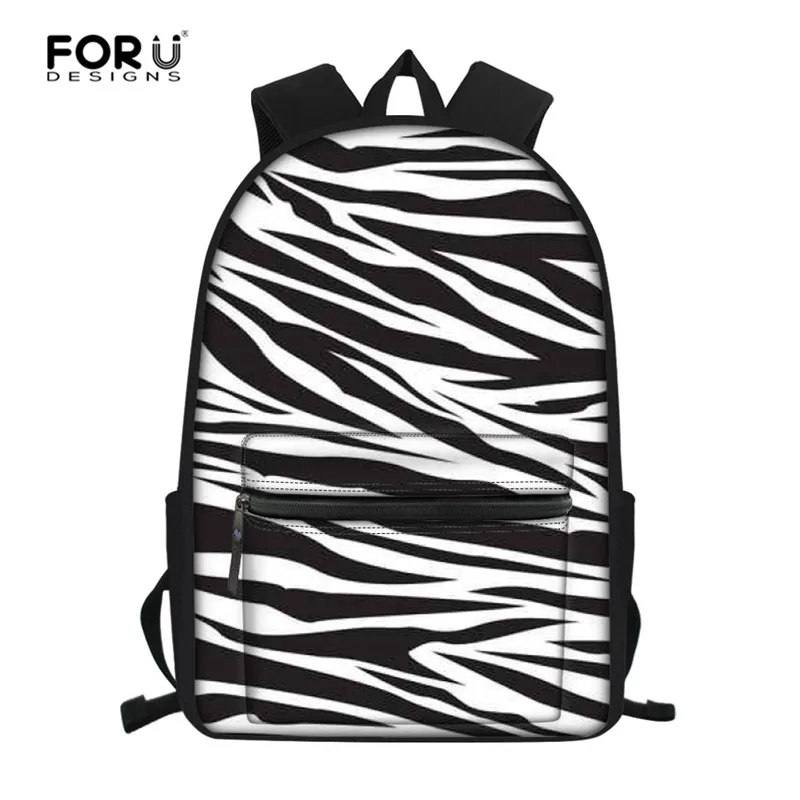 FORUDESIGNS Custom Image Zebra Print School Backpack for Teenagers Girls Boys School Bags bolso mochila mujer Women Owl Bagpack