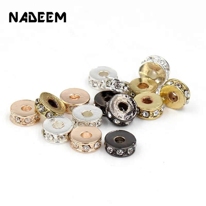 Wholesale 10Pcs/Lot Basic Spacer Beads DIY Metal Brass Micro Pave CZ Zircon Charm Beads for Bracelet Necklace Jewelry Making