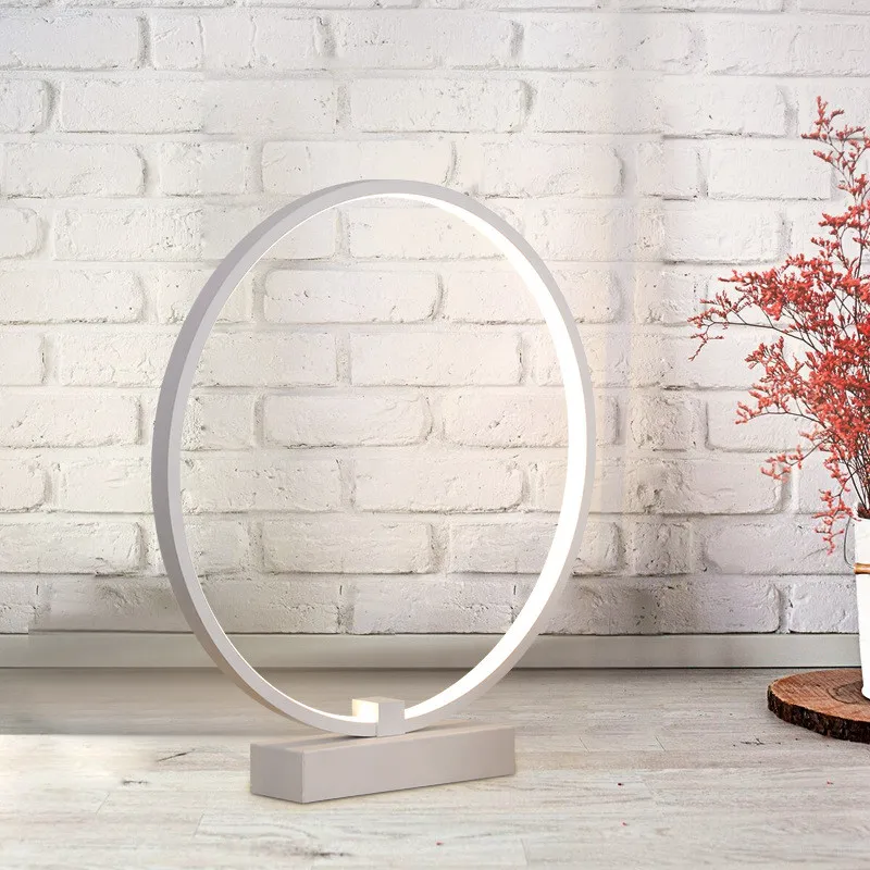 Nordic Creative Bedroom Bedside LED Table Light Study Hotel Room Circular Ring Dimmable Table Lamp Free Shipping