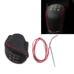 JEAZEA Hand-stitched Genuine Leather 5-Speed Gear Shift Knob Cover for Ford Focus MK II III 2004 2005 2006 2007 2008 - 2014 15