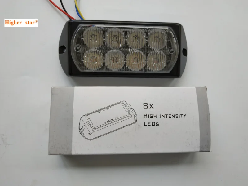 8Leds lightheads car surface mount strobe warnings light,24W Led Car Emergency lights,grill light,DC12V/24V,26 flash,waterproof