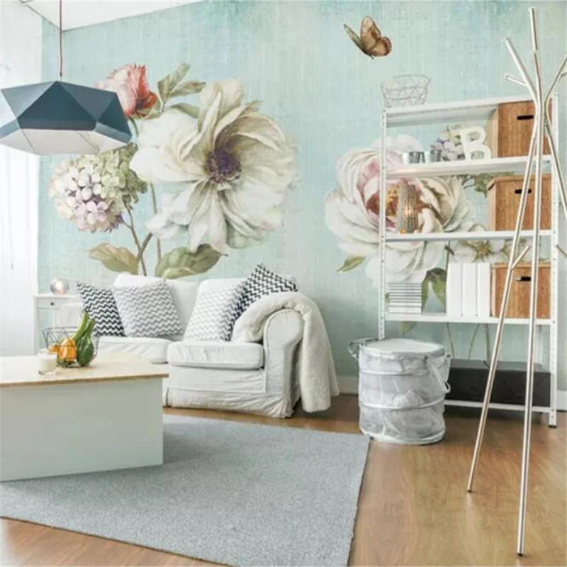 beibehang Custom wallpaper 3d mural retro butterfly love flower whole house custom background wall living room bedroom wallpaper