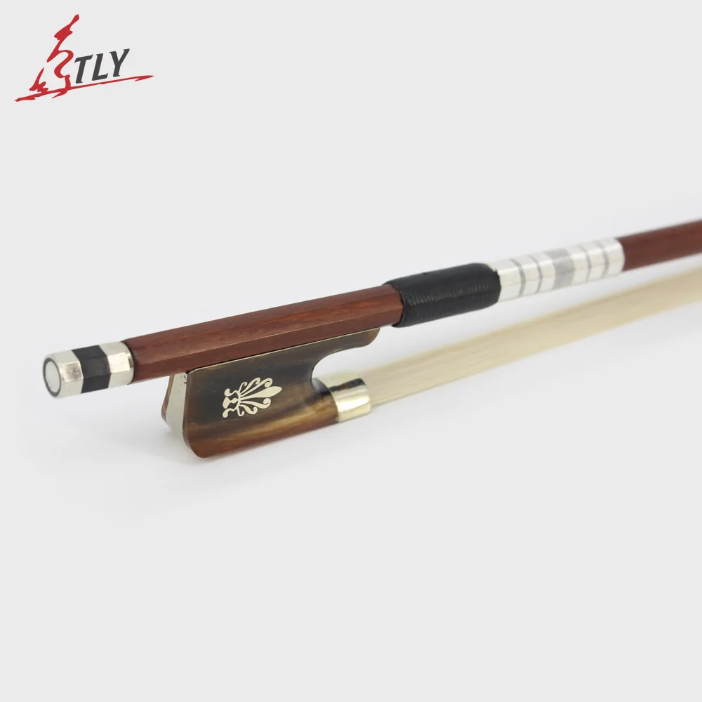 New Factory Store Straight Brazilwood Full Size Cello Bow Flower Carved Ox Horn Frog Snakeskin Wrapped Professional Cello Parts