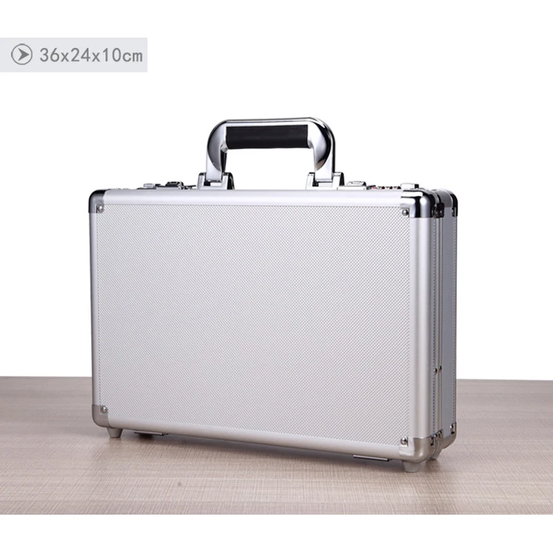 360*240*100mm Portable Lock Box Aluminum Alloy Toolbox Document Insurance Household Storage Box Metal Box with Lock Trumpet