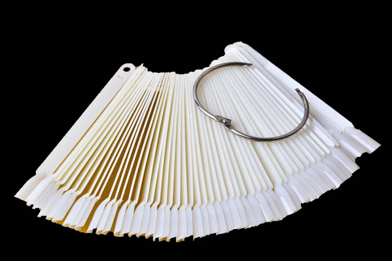 50PCS x 5 Sets Natural Fan-shaped Fake Nail Art Tips Polish UV Gel Stickers Decorations Display Sticks Manicure Sets Tools - 图片 5