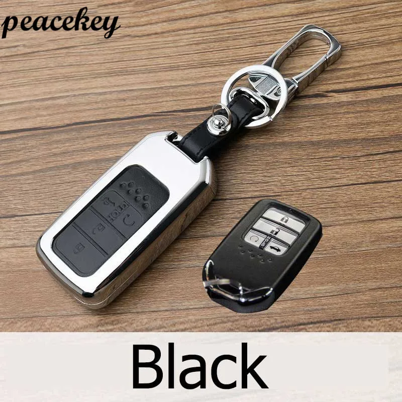 peacekey Top Lay Leather Car Key Case Fob Cover Fit For 2015 2016 2017 Honda Civic Accord Cr-V Pilot Crv Holder Shell Protector