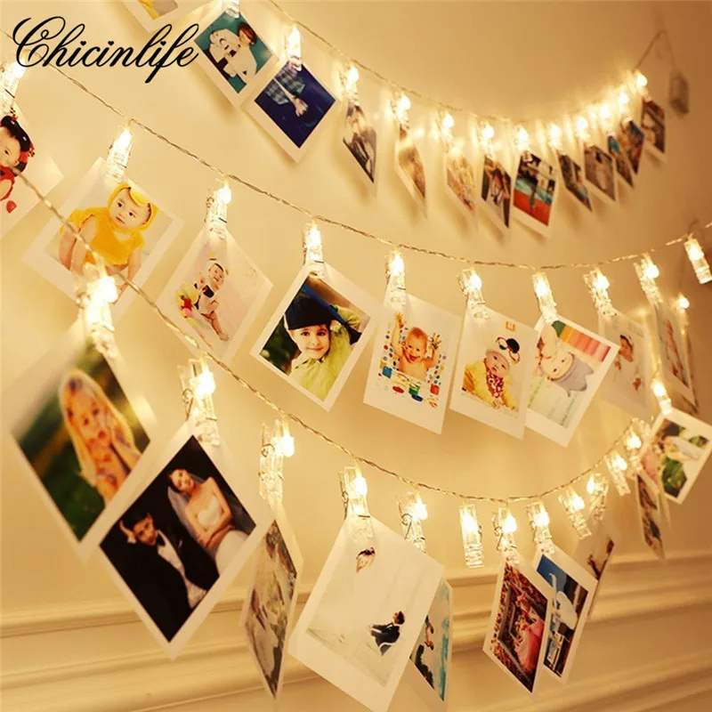 Chicinlife 10Pcs Photo Clips LED String Lights Lanterns Lamp New Year hanging Wedding Party Christmas Home Decor Party Supplies