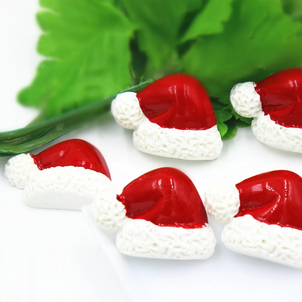 30pcs/lot about 25MM flat back resin Christmas  hat DIY resin cabochons accessories