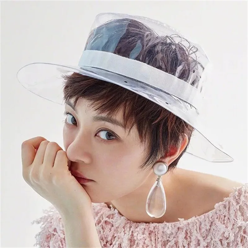 

2018 New Arrival PVC Transparent Sun Visor Hats For Women Ladies Top Fashion Decorative Caps Spring Summer