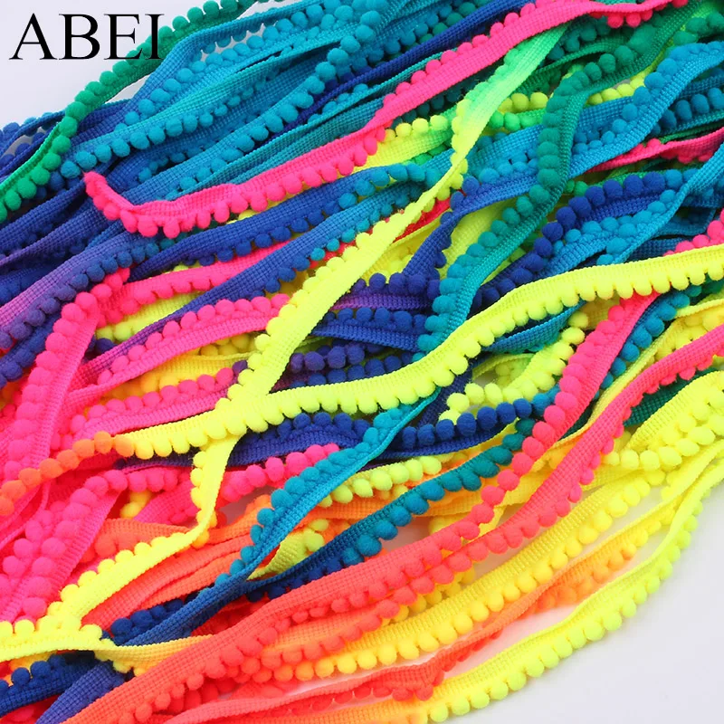 5 Yards/lot Arcobaleno Colore Pompon Sfera Del Merletto Del Tessuto DIY Cucire Craft Accessori A Maglia Pom pom Frangia Nastro Trim per Gli Indumenti