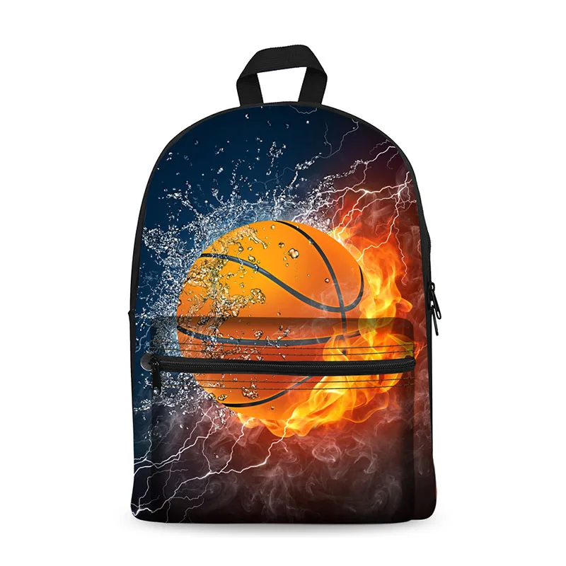 Canvas Backpack Black Daypack laptop Bag Basket Football Design for Boys Girls School Bag