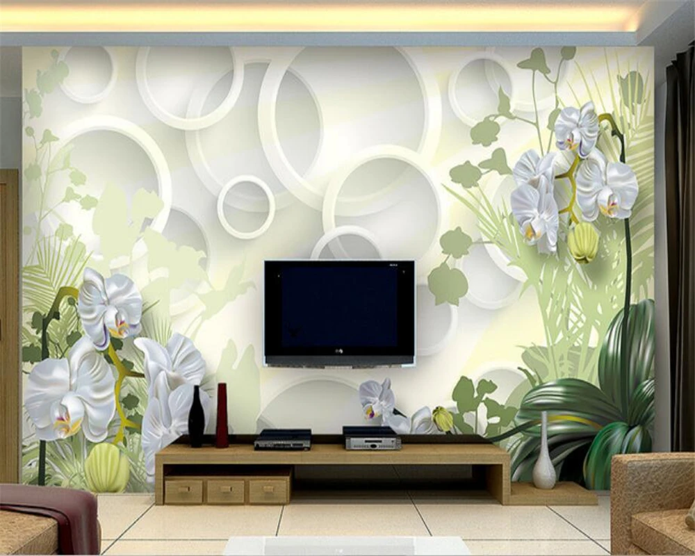 

Beibehang 3D Wallpaper Home Decorative Background Clivia Flower 3D Living Room Sofa Background murals wallpaper for walls 3 d