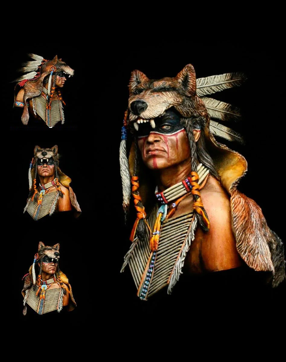 New Unassembled 1/9 Warrior Wolf ancient Cheyenne bust    Resin Figure Unpainted Model Kit