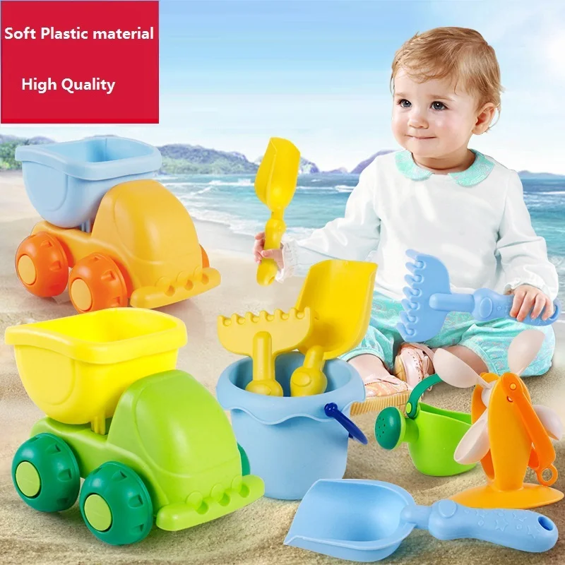 Beach Toys for Kids Summer Children Sand Water Beach Play Toys TPE Beach Castle Bucket Spade Shovel Rake Water Tool