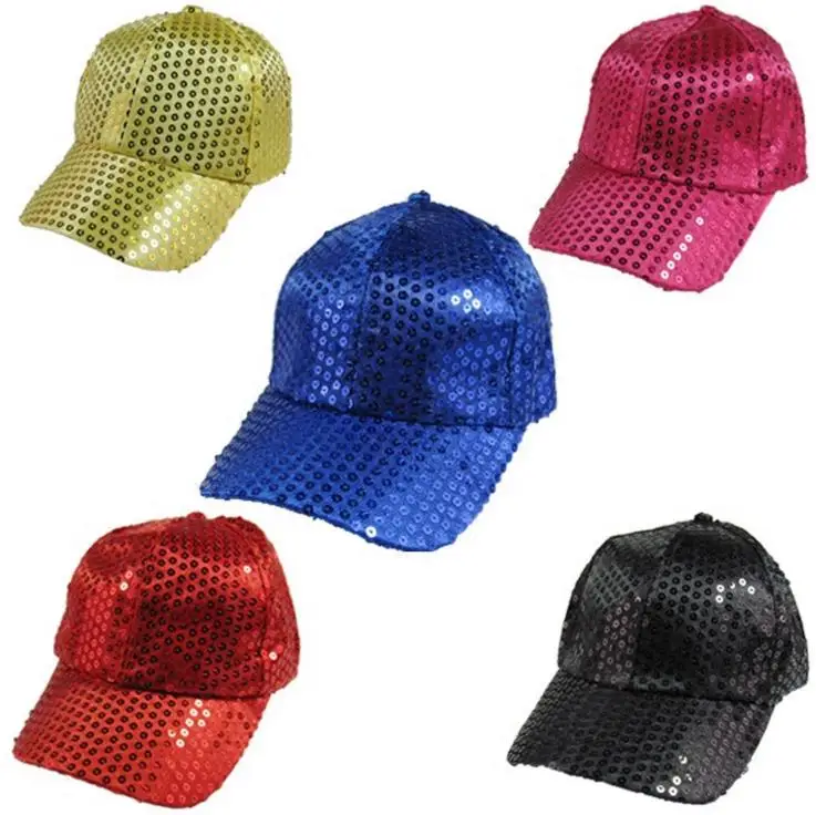 

Club Party Dancer Stage Sequin Cap Adults Children Baseball Cap Glitter Sparkling Shiny Hats Adjustable colorful Christmas gift