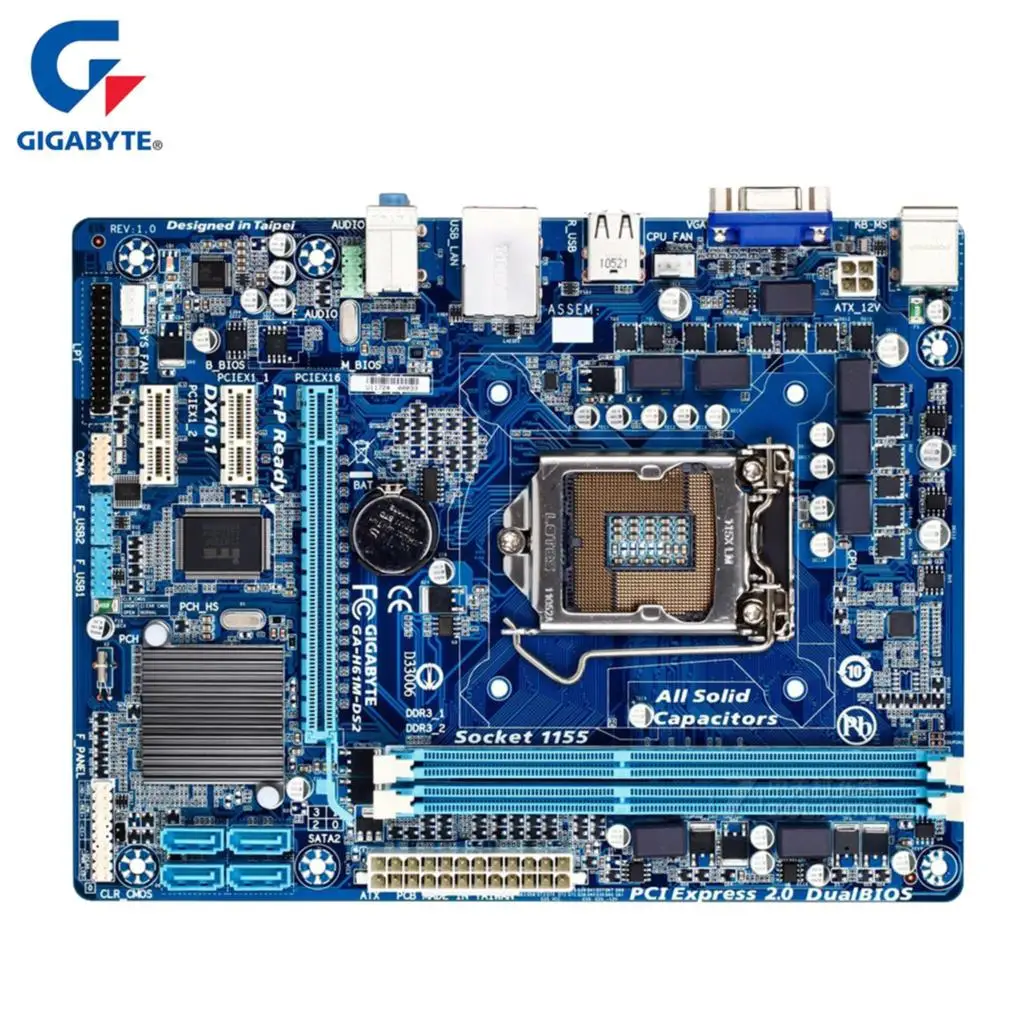 

Gigabyte GA-H61M-DS2 Motherboard LGA 1155 DDR3 16GB For Intel H61 H61M-DS2 Desktop Mainboard SATA II Micro ATX Systemboard Used