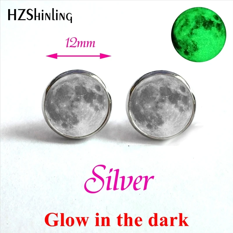 New Arrival Glowing Jewelry Lunar Eclipse Earrings Glass Dome Full Moon Stud Earrings Glow in the dark Wholesale HZ4