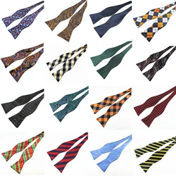 Adjustable Bowties Self Bow Tie Men's 100% Silk Jacquard Woven Men Classic Wedding Party Bow Ties Multi-Colors