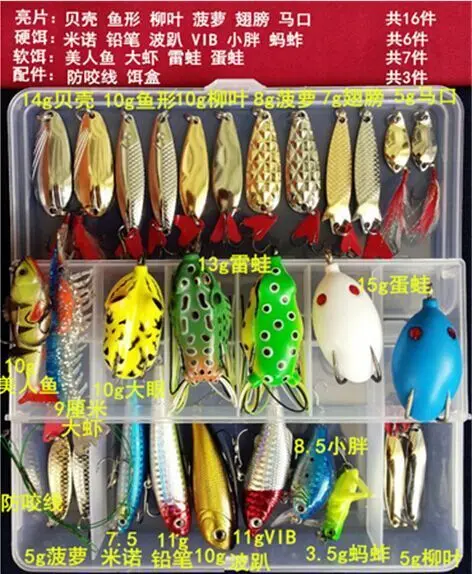 32pcs Plastic Fishing Lures Set With Transparent Tackle Box Bait Kit