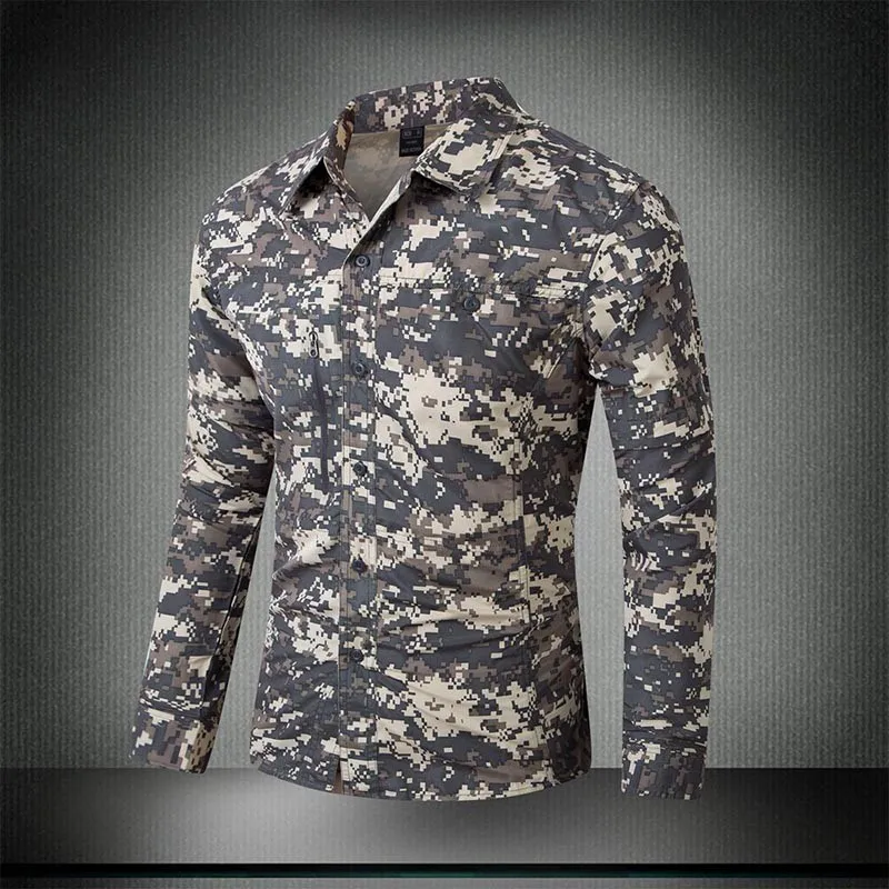 

Men s Summer Quick Dry Camouflage Sleeve Detachable Shirt Outdoor Training Climbing Breathable Removable TWO Parts Tops