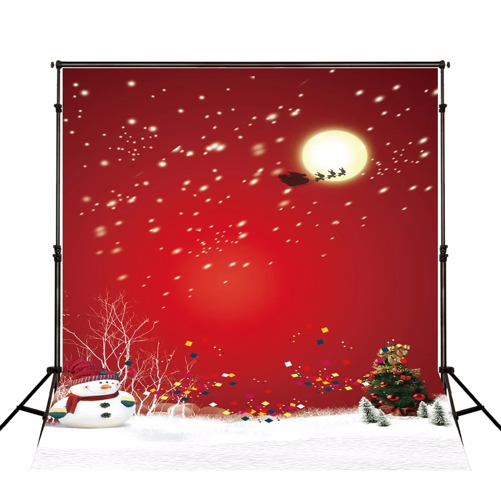 

VinylBDS Red Customize Christmas Photo Backdrop Christmas Tree Camera Fotografica Snowman Photocall Backgrounds for Photo Studio