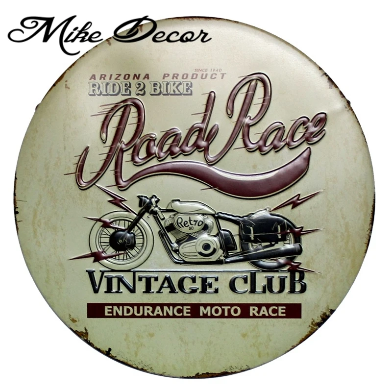 [ Mike Decor ] Road Race Vintage Metal Sign Painting Retro Gift Wall Plaque Craft Hotel decor YA-955