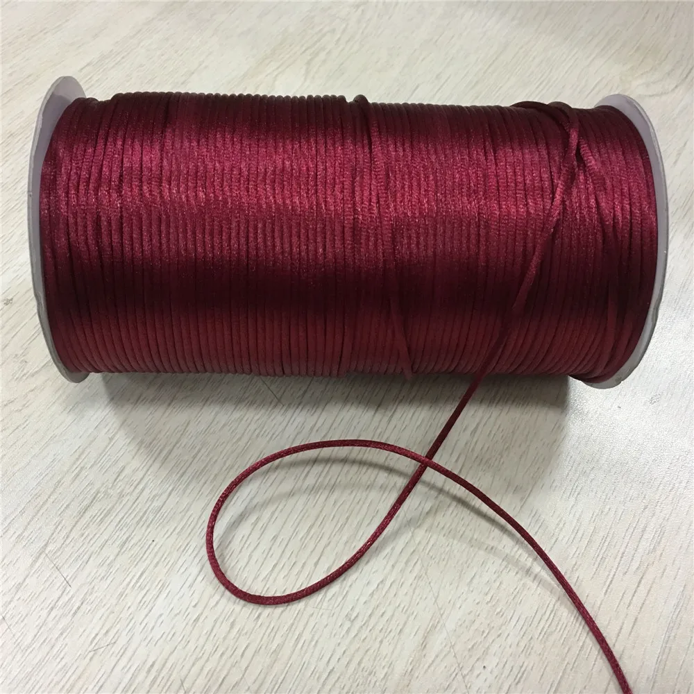 2mm X 20meters Dk Red Strong Braided Macrame Silk Satin Nylon Cord Rope DIY Making Findings Beading Thread Wire R192