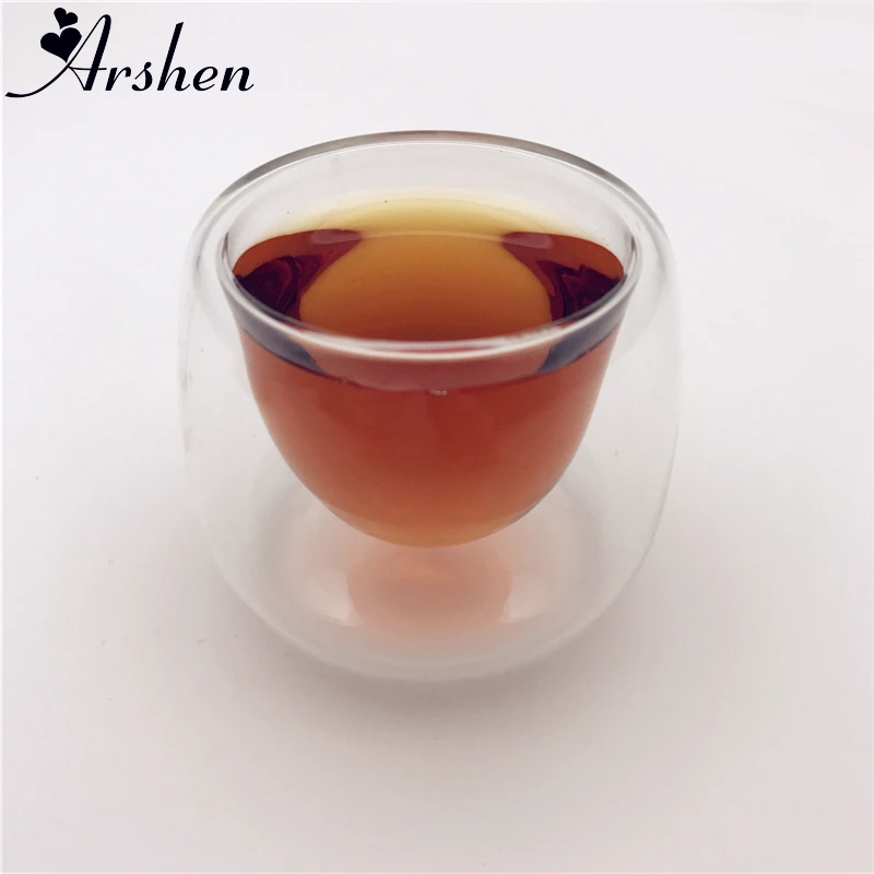 Arshen Fangle 80ml Double Wall Handmade Heat Resistant Tea Drink Cups Clear Healthy Drink Coffee Cups Insulated Gift